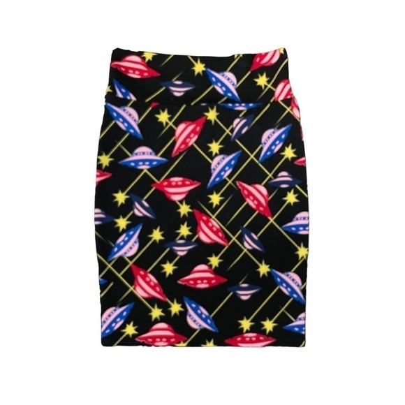 NWT LulaRoe Cassie Skirt Space Ships Size Small - Picture 2 of 5